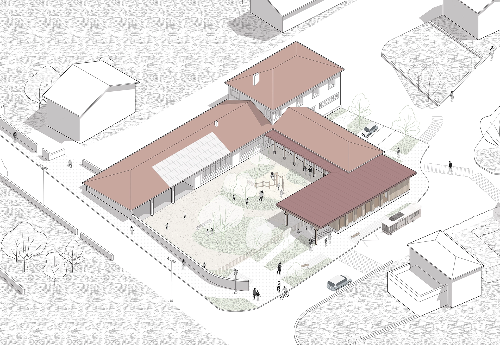 2_axonométrie_réhabilitation_école_architetcure_bois_drome_architecture_ankha